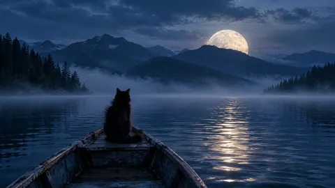 Black Cat Under Moon