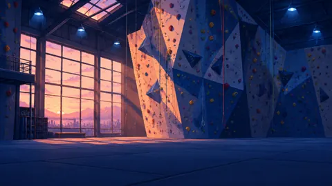 Pixel Art Climbing Gym at Dawn