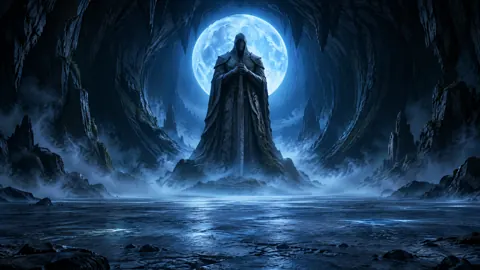 Stone Guardian Under Blue Moon