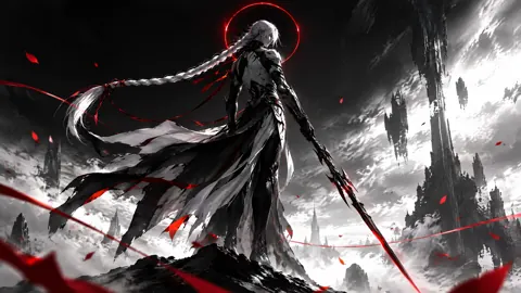 White-Haired Warrior With Red Halo