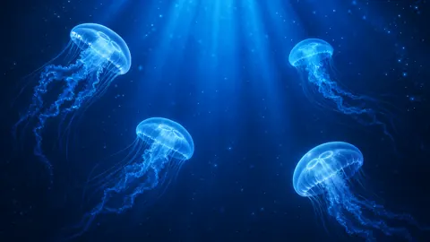 Jellyfish in Blue Water