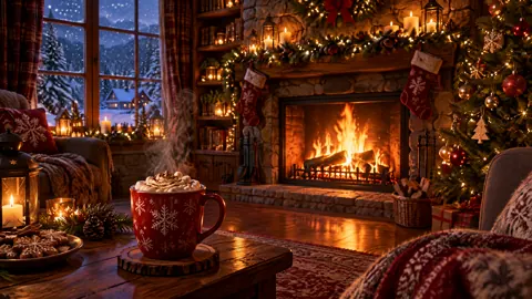 Christmas Fireplace and Snowfall