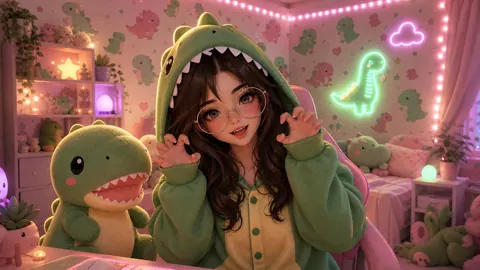 Girl in T-Rex Onesie