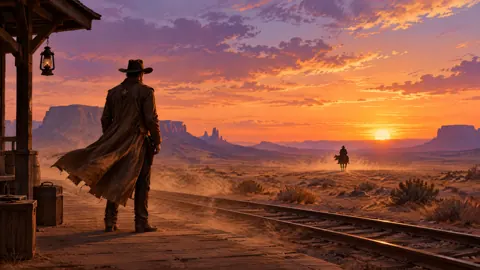Frontier Marshal Watching Rider