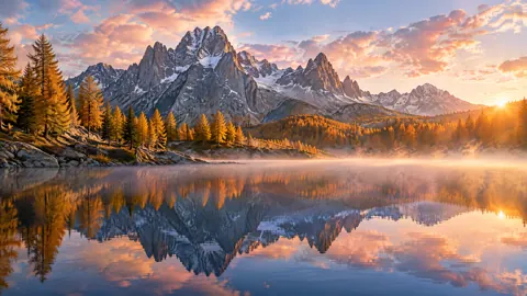 Snowy Peaks Above Larch Lake