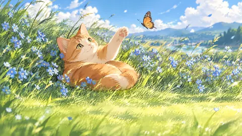 Cat Reaching for Butterfly