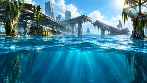 Flooded Coastal Train Station