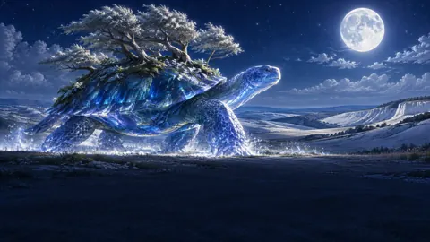 Sapphire Tortoise With Silver Trees