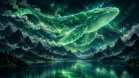 Jade Whale Above Mountain Lake