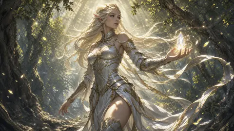 Elf Warrior With Glowing Crystal