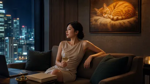 Businesswoman With Cat Painting