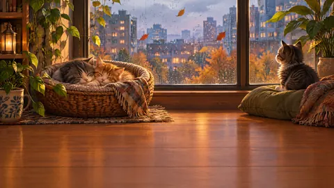 Kittens by Rainy Window