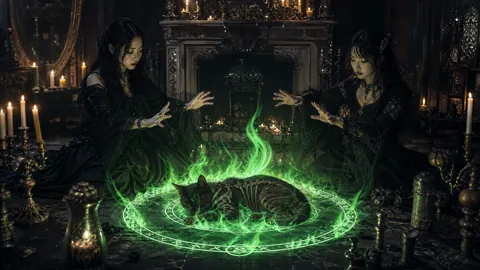 Witches and Skeletal Cat Ritual