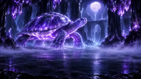 Amethyst Tortoise in Moonlit Cavern