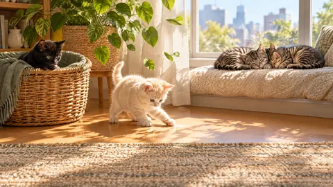 Four Kittens in Sunlit Apartment