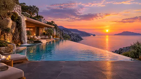 Cliffside Infinity Pool Sunset