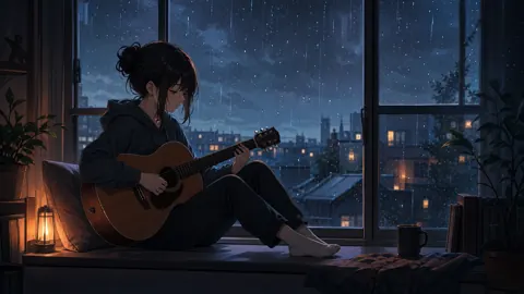 Anime Girl Playing Guitar