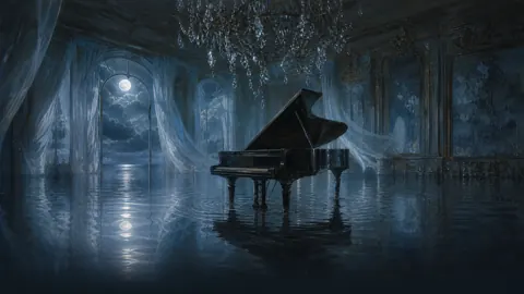 Grand Piano in Flooded Ballroom