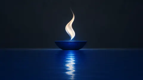 Ivory Flame Over Blue Basin