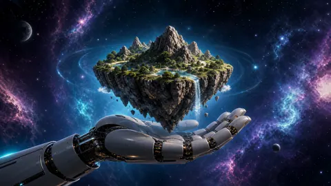 Robot Hand With Floating Island