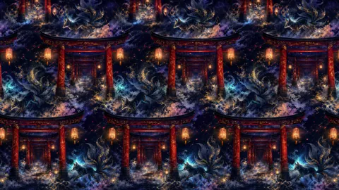 Kitsune Under Torii Gates