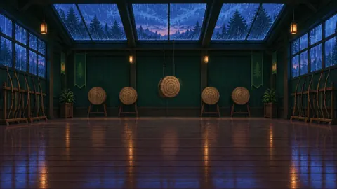 Pixel Art Archery Hall Rain