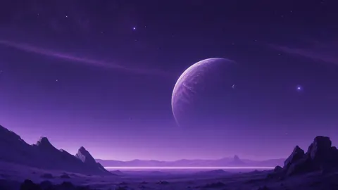 Alien Planet Above Purple Mountains