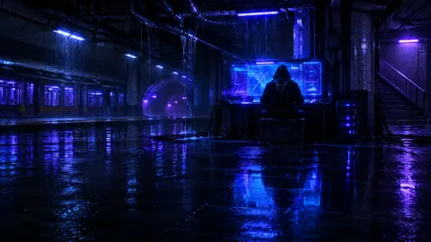 Hooded Technician in Flooded Station