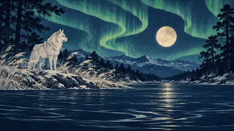 White Wolf by Aurora River