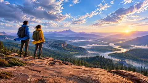 Backpackers on Sandstone Ridge