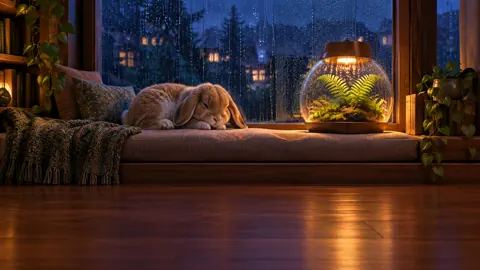 Sleeping Rabbit by Terrarium