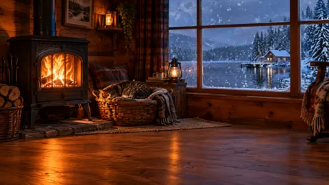 Sleeping Cat by Wood Stove