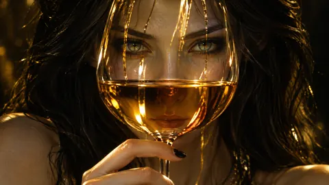 Woman Through Glowing Wine Glass