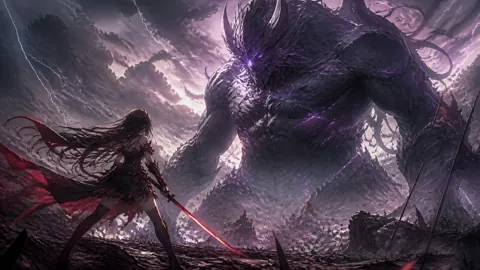Warrior Facing Horned Monster