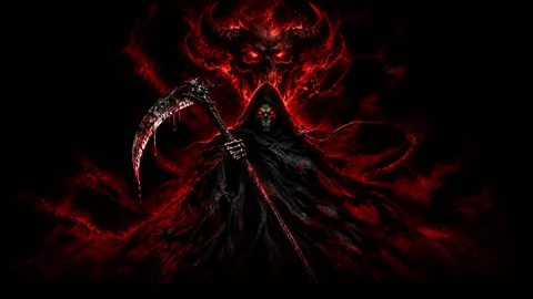 Grim Reaper Beneath Demon Skull