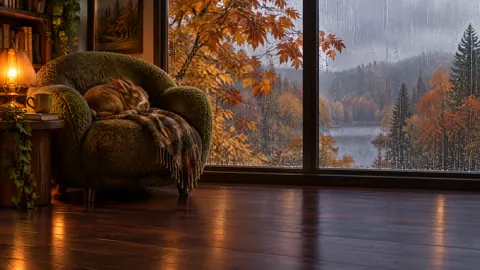 Sleeping Rabbit by Rainy Window
