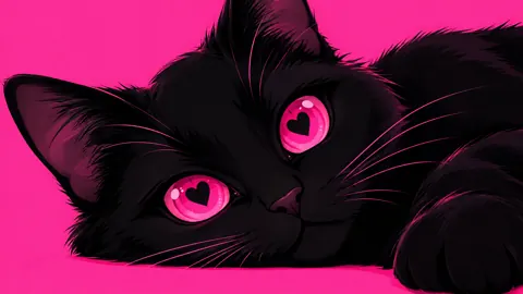 Black Cat With Heart Eyes