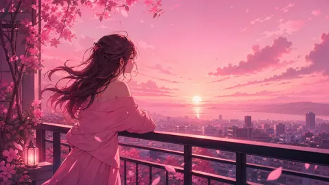 Woman on Flower Balcony