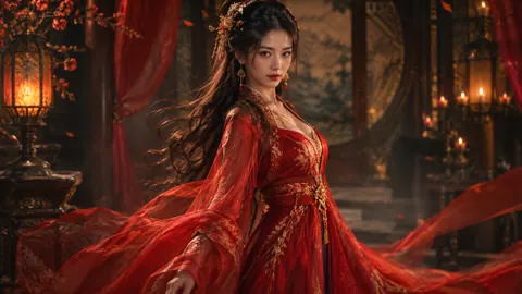 Woman in Red Hanfu