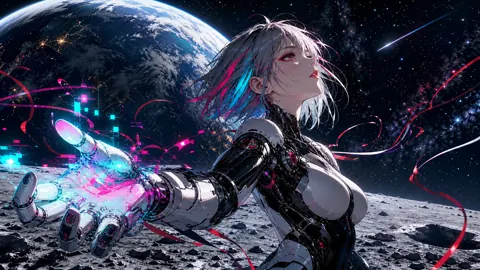 Cyberpunk Girl on the Moon
