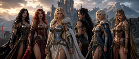 Six Women Before Castle