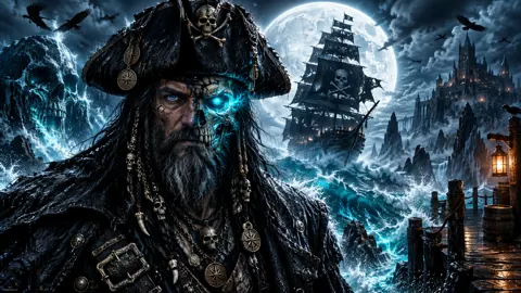Cursed Pirate Captain Under Moon