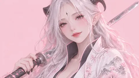 Horned Elf With Floral Katana