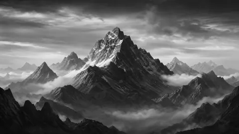 Snow-Streaked Mountain Range
