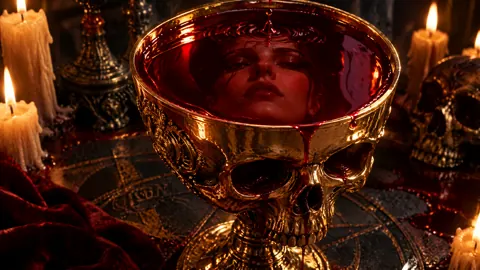 Blood-Filled Gold Skull Chalice