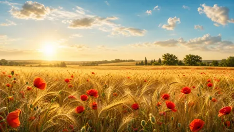 Wheat Field With Red Poppies