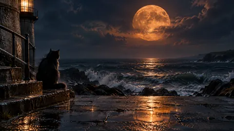 Black Cat on Lighthouse Steps