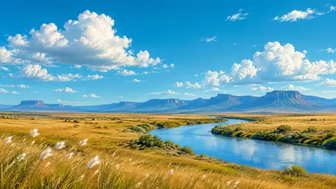 Blue River Through Golden Prairie