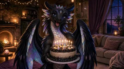 Wyvern Holding Birthday Cake