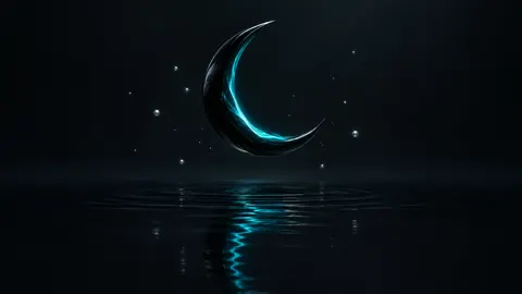 Teal Crescent Above Dark Pool